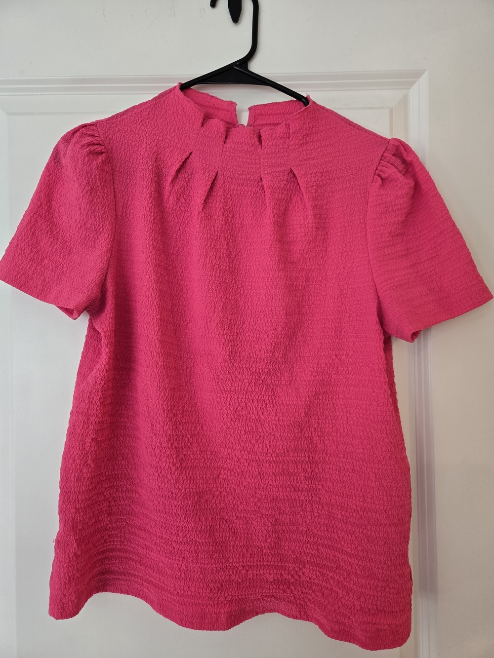 Bright Pink Textured Short-Sleeve Tunic